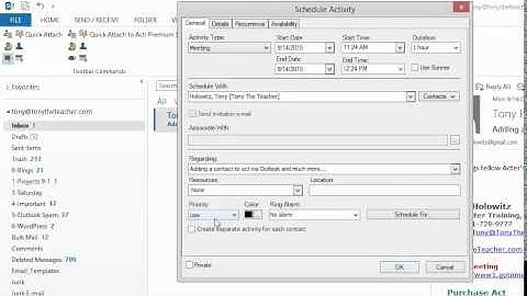 Scheduling an Activity in Act via an Outlook Email
