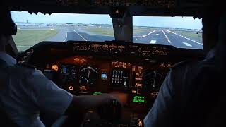 KLM B747-400ERF Beautiful Landing at AMS - Cockpit View