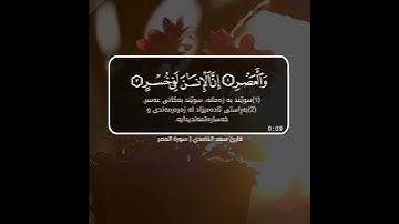 سورة العصر بصوت سعد الغامدي حالات واتس اب دينية قرآن الكريم إن الإنسان لفي خسر...