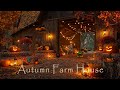 RUSTIC AUTUMN FARMHOUSE-HALLOWEEN AMBIENCE-FALLING LEAVES-SCARECROWS-GHOSTS-JACK O LANTERNS🎃🍁