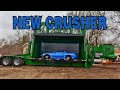 Using our brand new car crusher to smash tons of cars  trucks