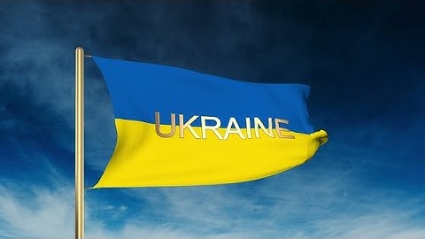 Ukraine Flag Slider Style With Title. Waving In The Wind With Cloud Background A Stock Animation