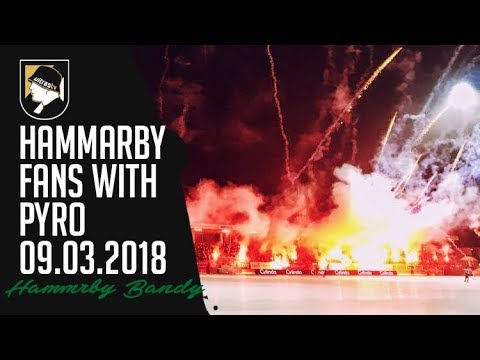 Hammarby fans with pyro 09.03.2018 (Bandy 1/2final) - YouTube