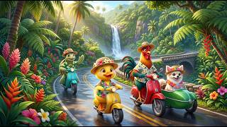 Kids Cartoon Hawaiian Adventure With Dog & Friends / Kids Cartoon Hawaiian Sing - Along