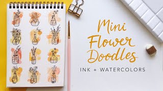 Mini Pen and Watercolor Doodles: Flower in Vases