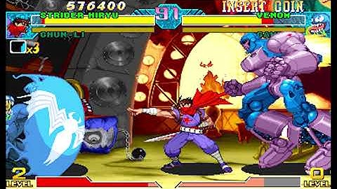 Marvel vs Capcom 1 ( Arcade ) - Strider Hiryu / Chun-li Playthrough ( Aug 20, 2021 )