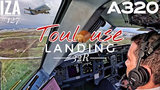 A320 TLS 🇫🇷 Toulouse | LANDING 32R | 4K Cockpit View | ATC & Crew Comm