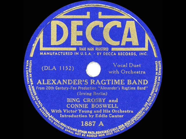 1938 HITS ARCHIVE: Alexander’s Ragtime Band - Bing Crosby & Connie Boswell (Eddie Cantor intro) auf YouTube ansehen 1938 HITS ARCHIVE: Alexander’s Ragtime Band - Bing Crosby & Connie Boswell (Eddie Cantor intro) auf YouTube ansehen