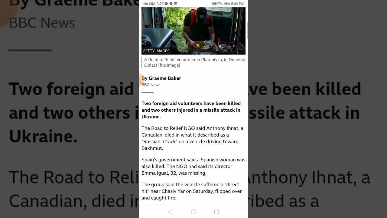 Ukraine war: Two foreign aid workers die in Russian missile strike - BBC