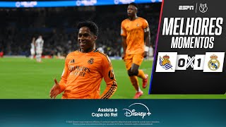 Thumbnail for ENDRICK faz GOLAÇO, e REAL MADRID vence a REAL SOCIEDAD pela semi da Copa do Rei | Melhores Momentos