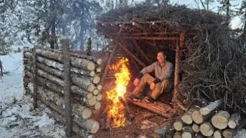 3 days in Arctic Survival Shelter - solo Bushcraft Camping & Blacksmithing. 