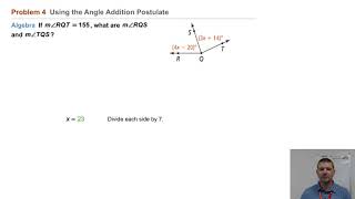 Geometry 1-4 Measuring Angles: Problem 4 - Using the Angle Addition Postulate