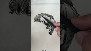 Draw Realistic Hair in 10 Seconds: Charcoal Sketching Trick ✍️ #satisfyingart