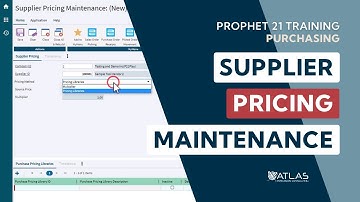 Prophet 21 Training and How To - Supplier Pricing Maintenance