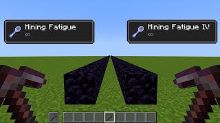 netherite pickaxe + mining fatigue vs obsidian