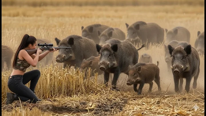 INSANE! Hunters Stop a Giant Wild Boar Herd Charging at the Farm – Perfect Shots!