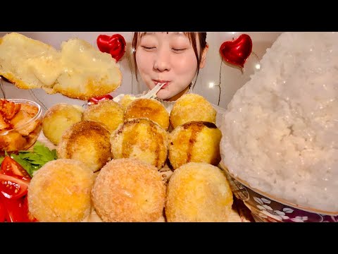 ASMR チーズ入りコロッケ【咀嚼音/ Mukbang/ Eating Sounds】【日本語字幕】