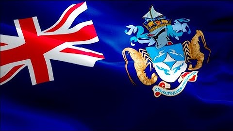 Port of Spain flag video waving in wind. Realistic Tristan da Cunha Flag background. Tristan Cunha