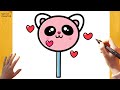 How to Draw a Cute Easy Panda Lollipop Candy – Step-by-Step Tutorial for Kids ????