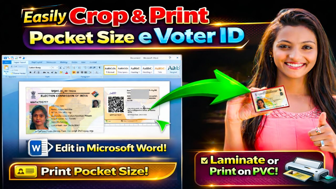 Voter ID Card Pocket Size Print in MS Word | How to Crop & Resize to PVC Card