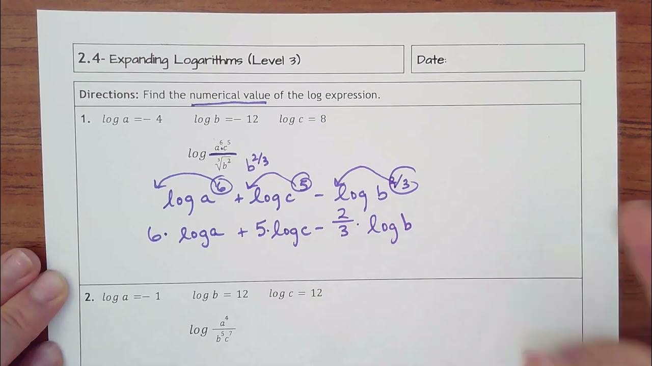 2.4 Expanding Logarithms (Level 3) YouTube