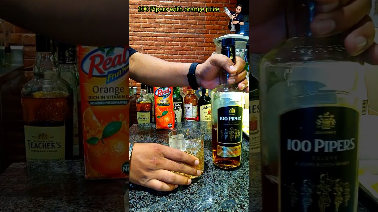 100 Pipers with orange juice 