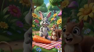🐰🥕 Funny Bunny's Giant Carrot Adventure! 😂 | Cute Kids Story। #shorts # #cartoon #kidsvideo #kids