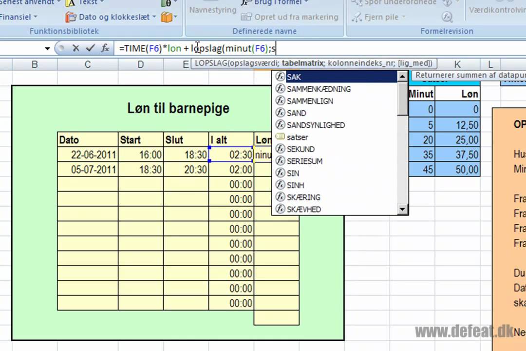 Excel brug af opslag 2 - YouTube