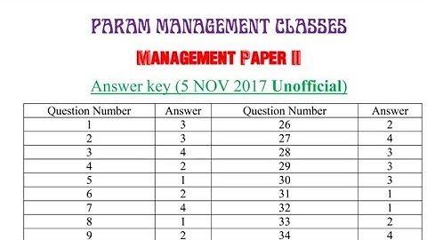 UGC NET Answer key 5 Nov 2017 Management Paper II