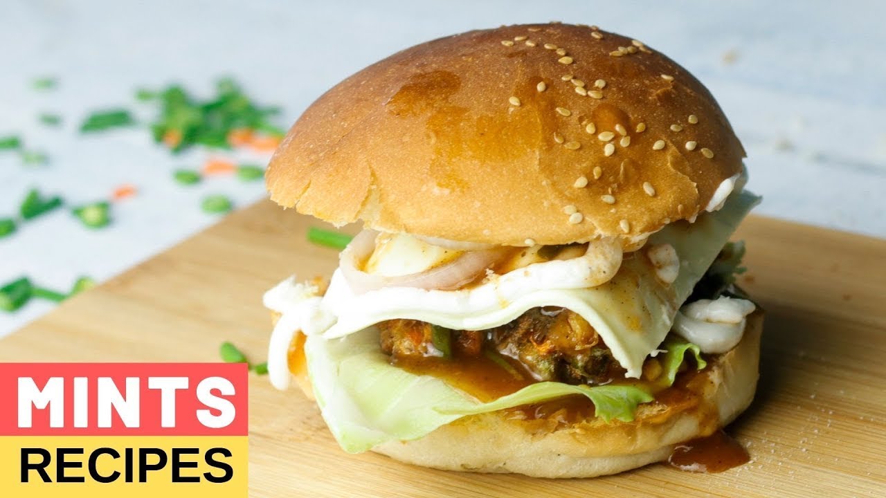 Cheese Manchurian Burger | Cheese Burger Recipe | MintsRecipes