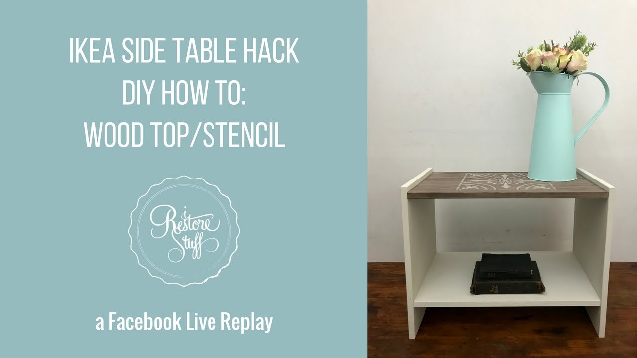 Ikea Side Table Hack Wood Top White Base Stencil How To You Ikea Side Table Hack Wood Top White Base Stencil How To