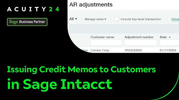 Issuing Credit Memos to Customers in Sage Intacct