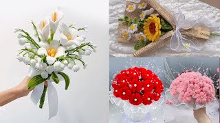 3 DIY Pipe Cleaner Flower BOUQUET/Gift ideas/Flower Bouquet making at Home/ DIY Pipe Cleaner Flower