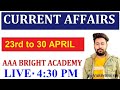 Weekly Current Affairs Class 23rd to 30th APRIL