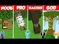 INSIDE TREE BASE HOUSE BUILD CHALLENGE - Minecraft Battle: NOOB vs PRO vs HACKER vs GOD / Animation