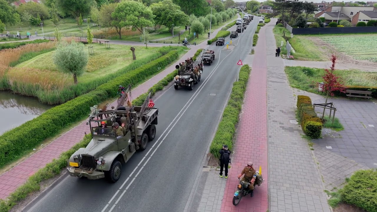 Drone flight Liberation Tour Bollenstreek 2025 | Historische Legervoertuigen & 80 Jaar Vrijheid
