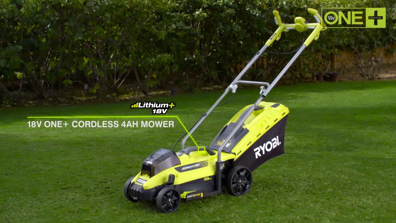 Ryobi Lawnmower, 18 V, OnePlus LithiumPlus, Cut 33 cm, 1 Battery 4.0 Ah-1,  Charger RLM18X33B40