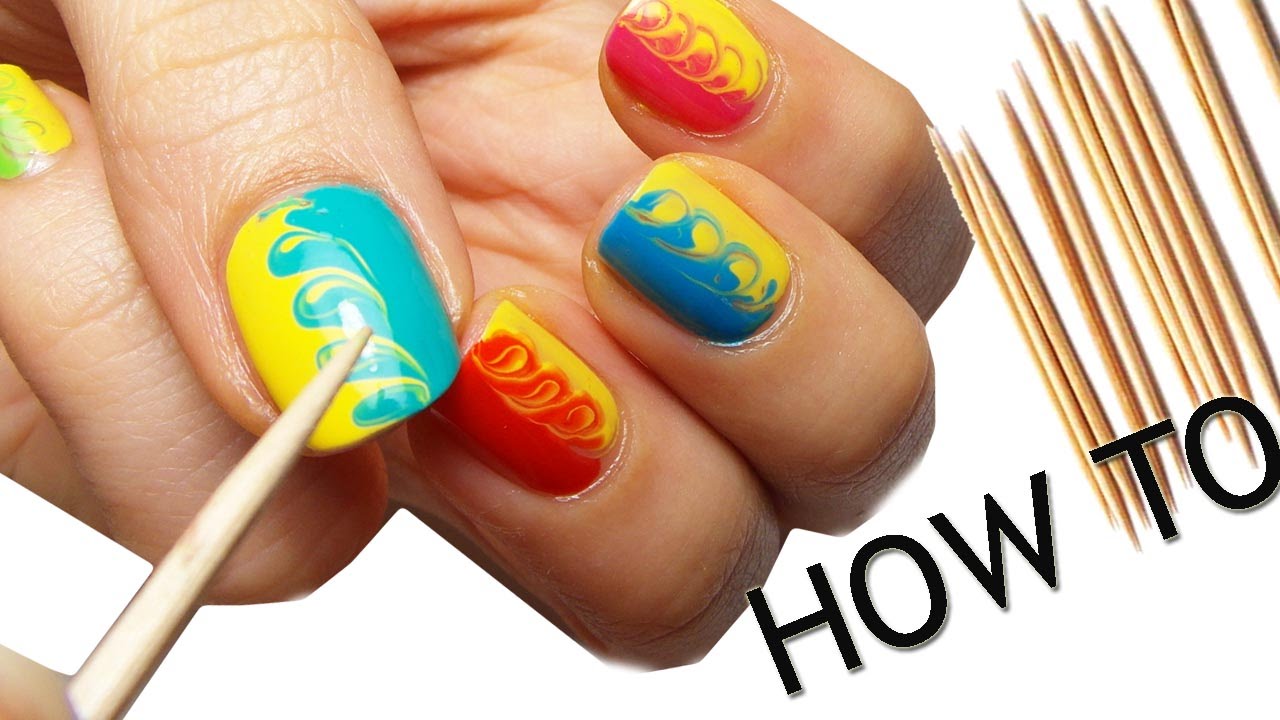 Nail Art Facile Colorata Con Stuzzicadenti Youtube