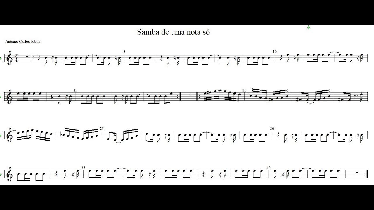 Samba de uma nota só - Video Partitura com Colcheia Pontuada em divisão