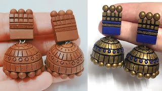 How to make Terracotta jhumka/ Terracotta Jhumka making /clay jewellery