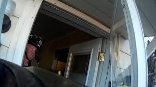 Firefighter Training - hinge attack storm door
