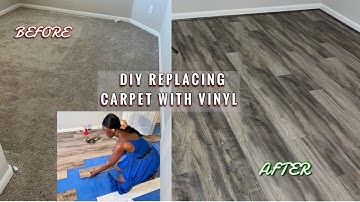 DIY VINYL FLOORING | HOW TO REPLACE CARPET WITH VINYL | EASY & AFFORDABLE TRANSFORMATION