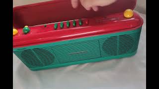 Sharp QT-V40 (GR) Green and Red Boom Box Radio Cassette Tape Player and Recorder