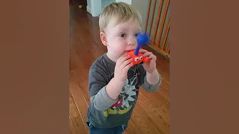 carter and his new toy