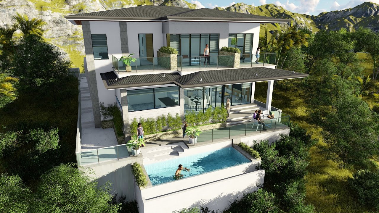 2-Storey Overlooking House Design - YouTube