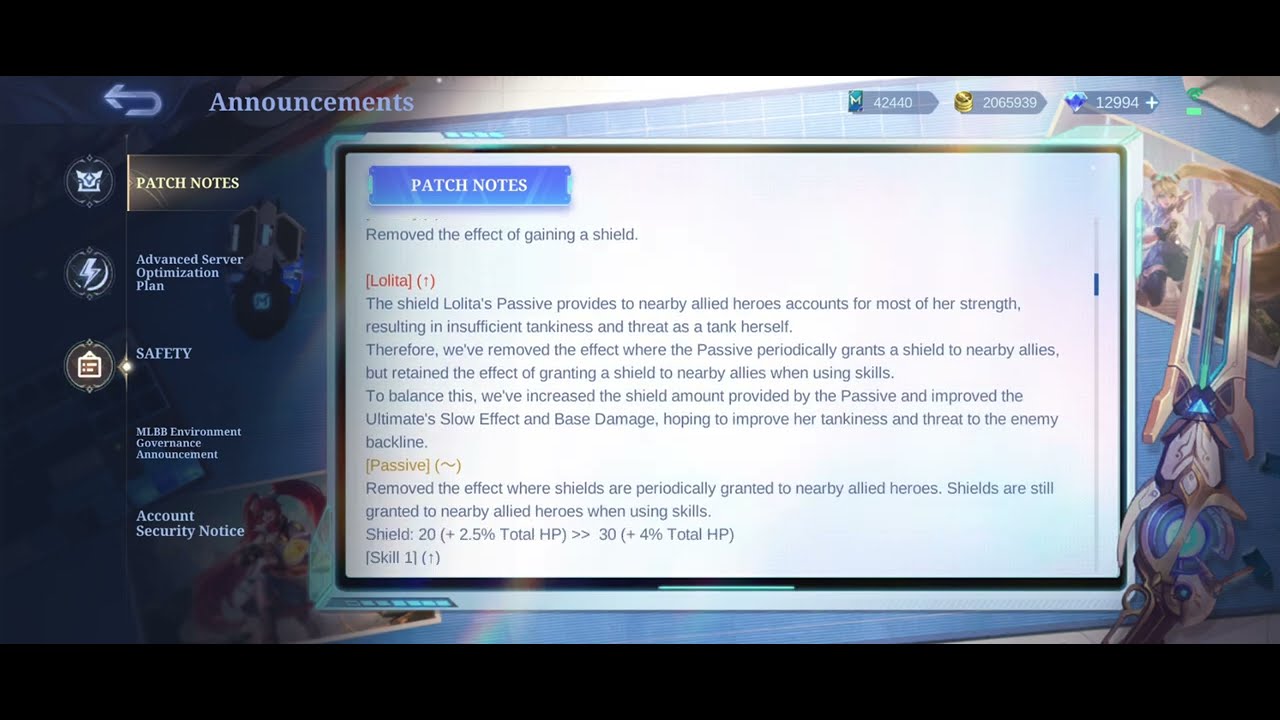 Leomord Suyou Rafa Ceci Buff, Granger Harith Haya Cici Nerf - Patch Notes 2.1.34 Advance Server MLBB