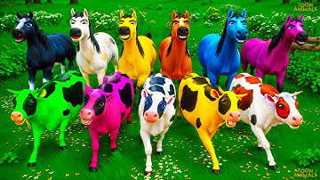 Colorful Cows vs Horses Transformation: Magical Super Cows Epic Counter! Animals Cartoon