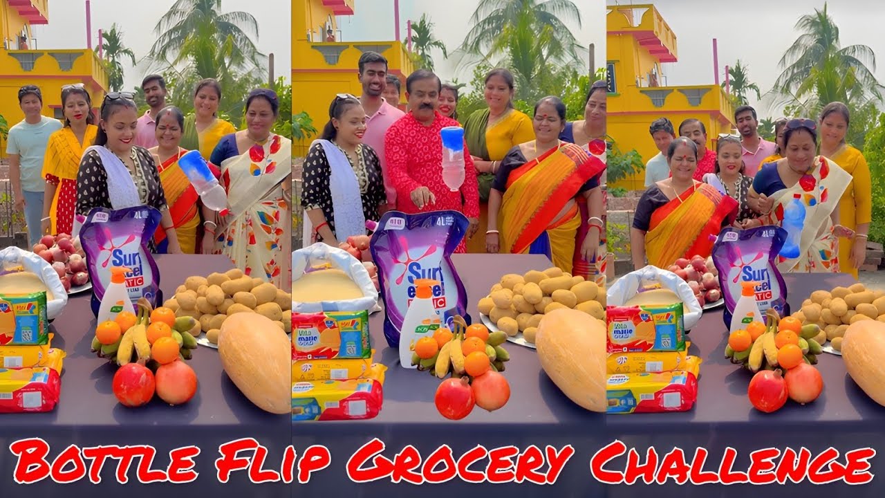 Bottle Flip Grocery Challenge – Who Will Take Home What 🤔 | বোতল উল্টানোর খেলা 🔥/ SK Challenge Video