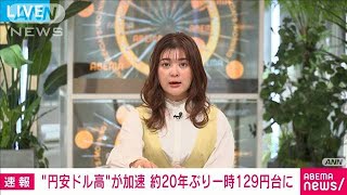 【速報】外国為替市場で一時1ドル＝129円台　円安が急速に進む(2022年4月20日)