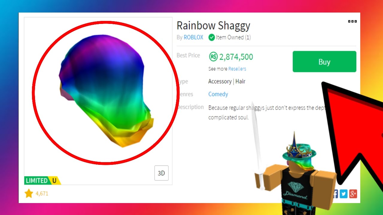 free roblox hair rainbow shaggy